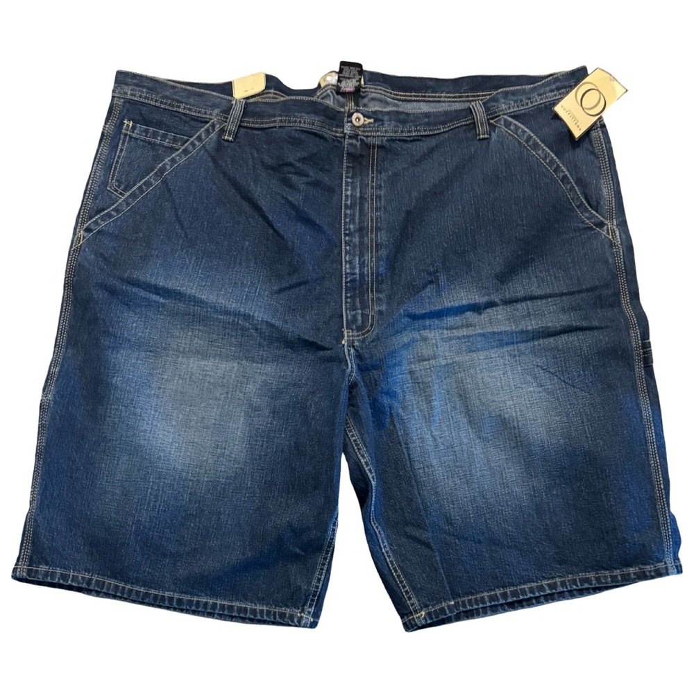 Y2K Relaxed Fit Dark Blue Denim Carpenter Jean Shorts for Men Size 52